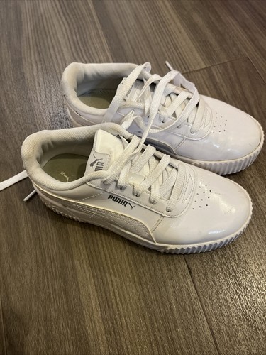 childrens white puma trainers