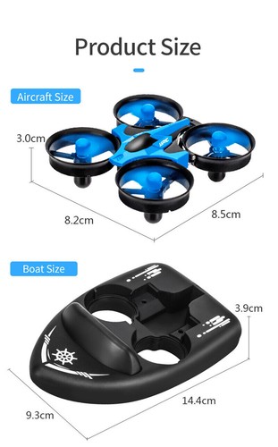 JJRC H36F 2.4G Vehicle Drone Boat 3in1Remote Control Toy 3D Flips Headless - Picture 5 of 11