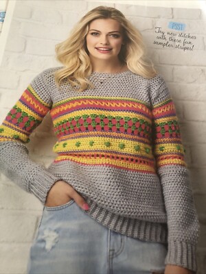 Fröhlicher & heller glitzernder Pullover Häkelmuster, Caron weiche Party