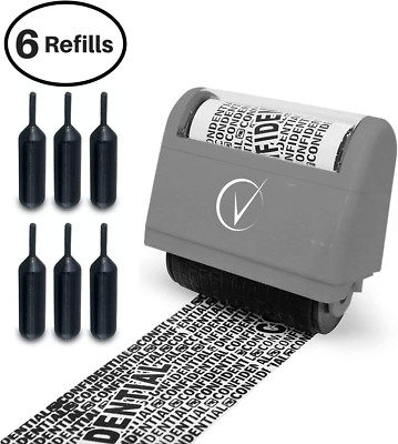 Data Defender, Identitätsdiebstahl Schutz Roller Stempel breit Kit, inkl. 6er Pack