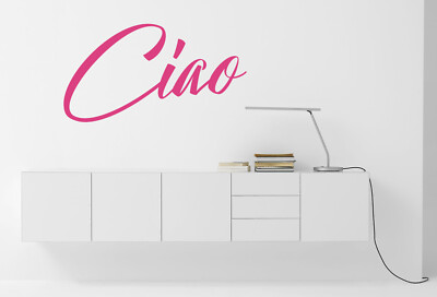 Ciao Zitat, Vinyl Wandbild Aufkleber Abziehbild Wandbild, Haus, Schlafzimmer, Spiegel, Fenster