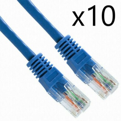 10 Pack Lot - 25ft CAT6 Ethernet Network LAN Router Patch Cable Cord Wire Blue