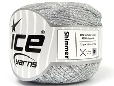 Silver Shimmer Ribbon Floss 80706 Ice Yarns Metallic Braid Flat Ribbon 25gr 174y