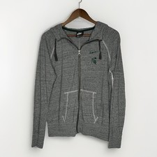 Nike Womens Michigan State Spartans Therma Fit Fleece Hoodie Gray Sz L 21x27