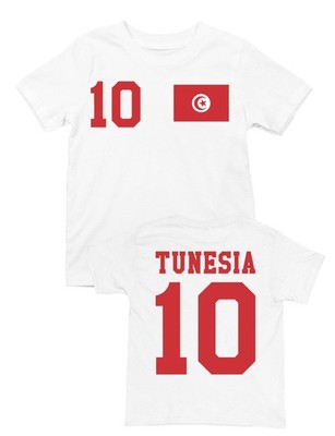 Youth Designz Tunesien Kinder T-Shirt mit WUNSCHNAME + NUMMER Trikot Tunesia