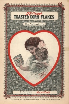 Her VALENTINE - Corn Flake Cereal  - 1910 Ad Image - 5 x 7 inch Photo Print