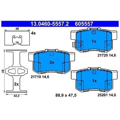 Satz Bremsbeläge Bremsklötze hinten für Honda Jazz 3 GE Prelude 4 BB 5 | 2383