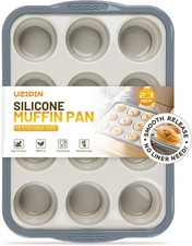 Silicone Muffin Pan, 12 Cups Non-Stick Cupcake Pan, Food-Grade BPA-Muffin Tin,