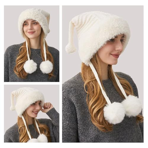 Winter Beanie Hat for Women Warm Fleece Lined Pom Knit  display picture 2