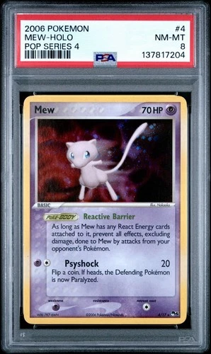 Pokemon 2006 Pop Series 4 MEW #4 PSA 8 Holo