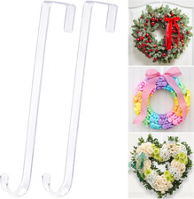 12" Clear Wreath Hangers for Front Door, 2 Pack over Door Hooks Non-Scratch
