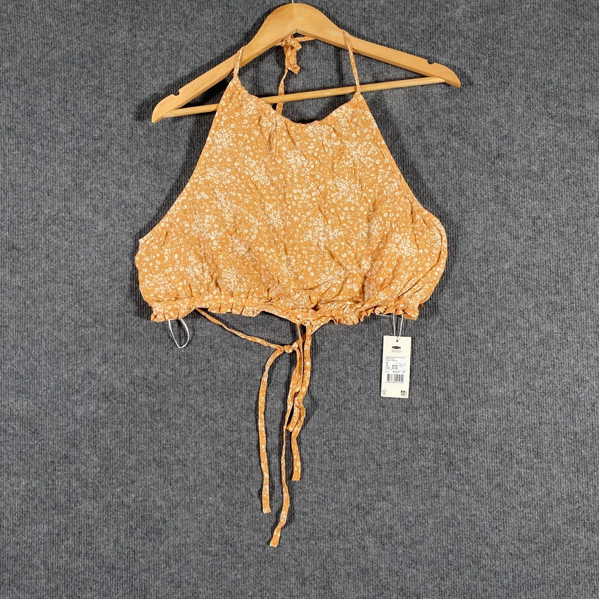 Rusty Top Womens 12 Pink White Crop Sunset Peach Coastal Beach Festival NEW