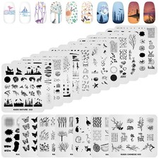 20pcs Nail Stamp Plates Set - Leaves, Flowers, Animal Nail Art Templates (20 ...