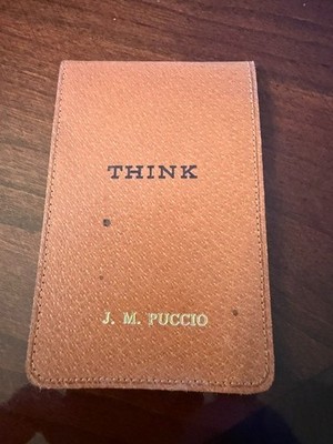 VTG  Authentic Pigskin Leather IBM ''THINK'' Pocket Pad w/Paper-4.5 Inch x 3 Inch