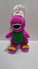 Fisher Price Barney The Dinosaur Plush 12" Chef Hat Cooking 2017 Mattel