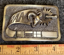 RARE RAM Missile Promo Belt Buckle Military Vtg GENERAL DYNAMICS CORP POMONA