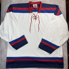 Vintage Hockey Jersey Mens L Red White Blue K1 Sportswear Polyester 90s