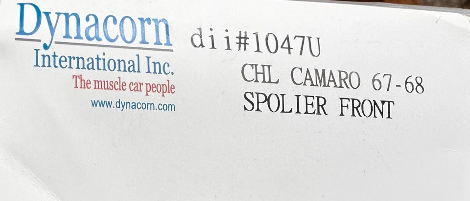 Alerón delantero de plástico Dynacorn 1967-1968 Chevy Camaro Foto 4 de 4