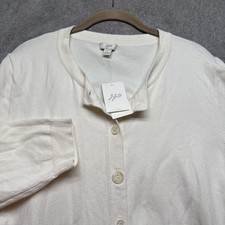 J Jill Button Front Ivory Cardigan Womens Large Cotton Blend Lightweight Sweater