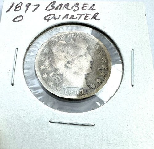 1897 O Silver Barber Quarter, Better Date, Good Condition, Nice Album Filler