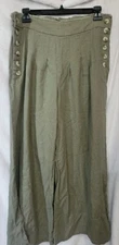rewash wide leg crop pants size medium linen blend army green