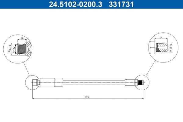 ATE Bremsschlauch 24.5102-0200.3 FüR Audi 80 B4 8C2 Avant 8C5 TDI 16V-image