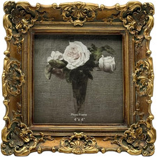 4x4 Vintage Ornate Picture Frame Bronze Gold Floral Tabletop Wall Display