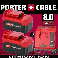 18V 8.0Ah Lithium-Ion Battery for Porter Cable PC18B PC18BL PC18BLX / Charger