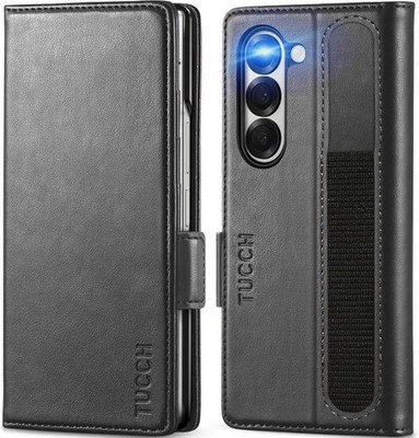 TUCCH Hülle für Galaxy Z Fold 6 (2024), PU Leder Klapp Case mit S Pen Halter