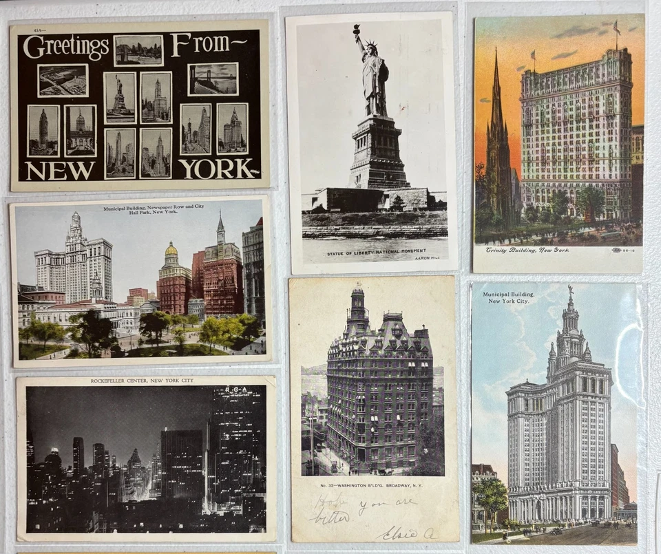 22 Antique NYC Architecture Postcards 1901–1948 Empire State Statue of Liberty - Image 4 of 4