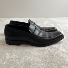 Prada Penny Loafers Leather Shoes Mens 9 US 10 EU 43 Black Polished Square Strap