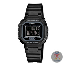 Casio LA-20WH-1B Women's Digital Watch Full Black Resin Stopwatch LED Light