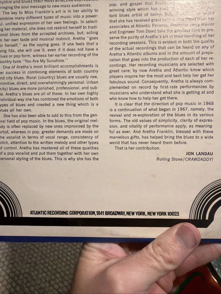 Aretha Franklin – Lady Soul - 1968 Vinyl LP Record Album SD 8176 - Image 3 of 4