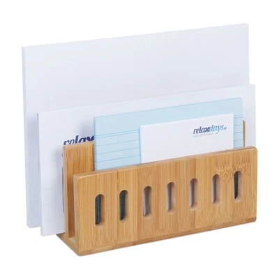 RELAXDAYS Dokumentenhalter Briefständer Büroablage Bambus-Organizer 3 Fächer 400 g