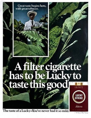1967 LUCKY STRIKE CIGARETTES Genuine Vintage Print Ad Luckies Tobacco Leaves