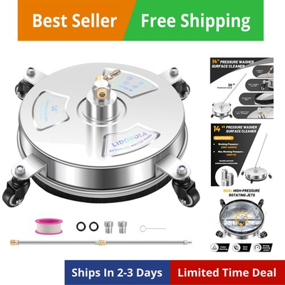 #ad #ad 14quot; Pressure Washer Surface Cleaner with 4 Wheels Stainless Steel Surface C... $102.49