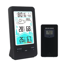 Wireless Weather Station with Atomic Clock, Indoor Outdoor Thermometer Hygromete