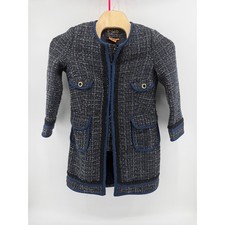 Tory Burch Annabelle Coat Size 8 Navy tweed wool blend