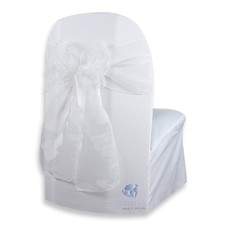 150 pcs Organza Chair Cover Bow Sash 108"x8" - White - Wedding Party Banquet jq