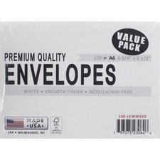 Leader Paper Products Leader A6 Envelopes (4.75"X6.5") 100/Pkg-White