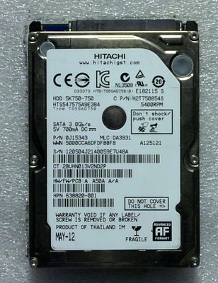 Hitachi / HGST - HTS547575A9E384 - 750GB - 0J15343 - SN: 59E7U48A