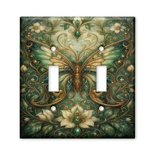 Deep Green Decorative Artwork Switch Plate Cover for Light Switch or Outlet