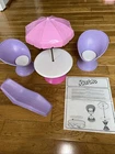 Vintage 1980’s Arco Barbie Patio Set Lounge Chairs Table Umbrella Wicker Shape