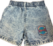 VTG 'Billy The Kid' Acid Blue Jean Shorts RARE with Patch Size 2T 80's