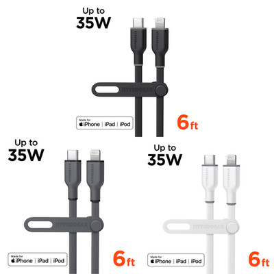 HyperGear Flexi PRO USB-C Cable 6ft, MFi-Certified for Fast Charge Apple Devices