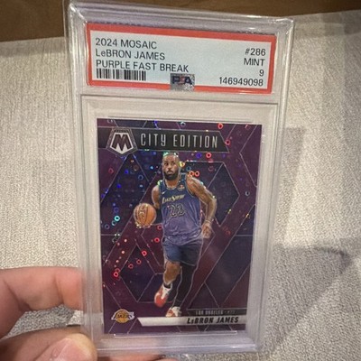 Panini 2024-25 Mosaic LeBron James City Edition #286 Fast Break Purple /50 PSA 9