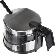 ibili Clasica Sugar Bowl Set with Spoon, Stainless Steel Silver Transparent