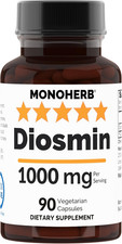 Diosmin 1000 Mg - 90 Veg Capsules 500 Mg per Capsule - Serving Size 2 Capsules