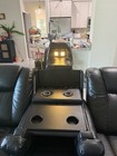 Black Faux Leather 3-Seat Reclining Sofa Console Cup Holders LED Lighting — photo 3