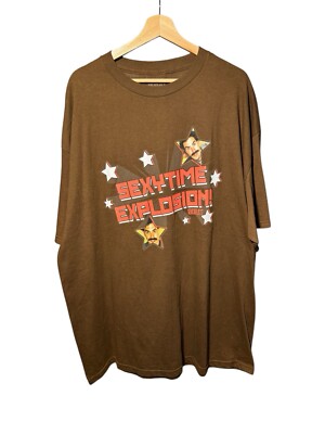 Vintage 2007 Borat Movie Promo Sexy Time Explosion Shirt Brown Size 2XL